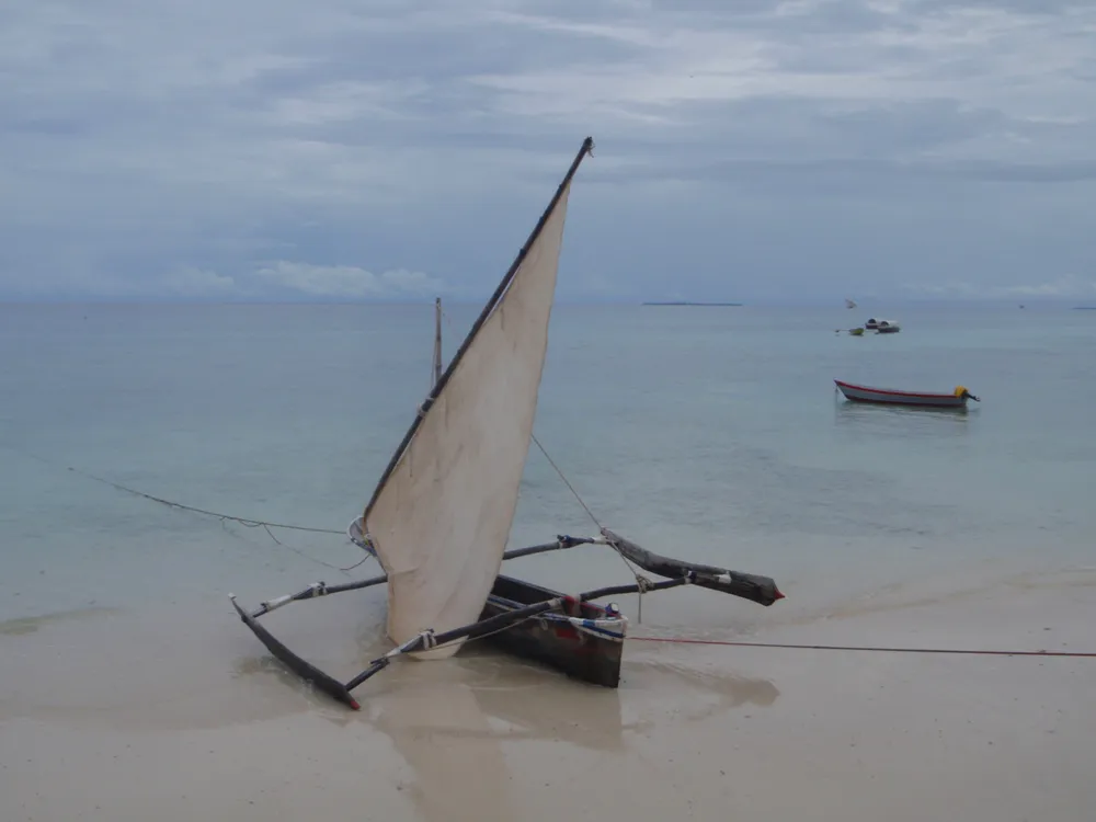 파일:Dugout_canoe_with_outriggers_and_mast_from_Zanzibar_island.jpg